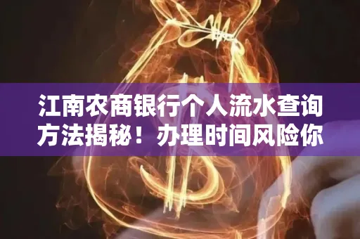 江南农商银行个人流水查询方法揭秘!办理时间风险你了解吗?实用指南
