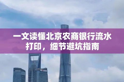 一文读懂北京农商银行流水打印,细节避坑指南